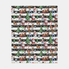 装飾クリスマスパタストライプーンデザイン フリースブランケット