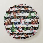 装飾クリスマスパタストライプーンデザイン ラウンドクッション (裏面)