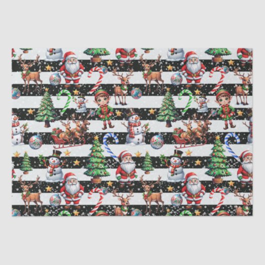 装飾クリスマスパタストライプーンデザイン 薄葉紙 (正面)