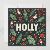 装飾クリスマスホリーベリーとロビン シーズンカード (正面)