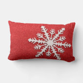 装飾クリスマスレッドグリッタースノーフレークホリデー ランバークッション (裏面)