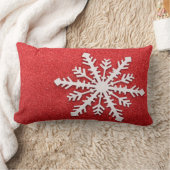 装飾クリスマスレッドグリッタースノーフレークホリデー ランバークッション (ブランケット)