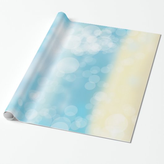 装飾グリッターブルーと金ゴールド ラッピングペーパー (アンロールド)