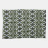 装飾グリーンとグレー キッチンタオル (横)