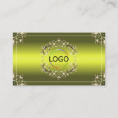 装飾グリーンイエローロゴ写真とQRコード 名刺 (正面)