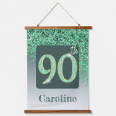 装飾グリーングリッター2 Photos 90誕生日 吊り下げ型タペストリー (正面2)