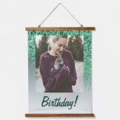 装飾グリーングリッター2 Photos 90誕生日 吊り下げ型タペストリー (正面3)