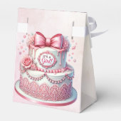 装飾ケーキピンクボウお願いボックス フェイバーボックス (裏面サイド)