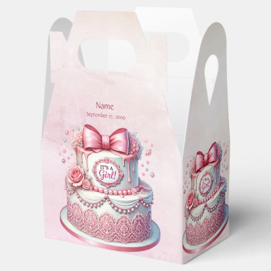 装飾ケーキピンクボウお願いボックス フェイバーボックス (オープン)