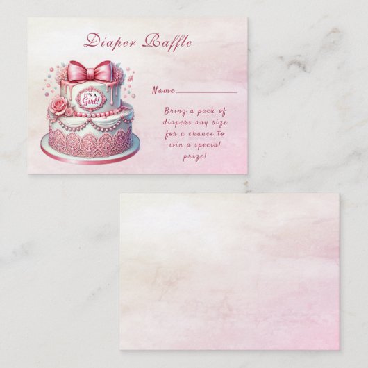 装飾ケーキピンクボウ赤ちゃんシャワー囲い エンクロージャーカード (正面/裏面)