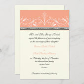 装飾サンゴの白いカスタム結婚式の招待状 招待状 (正面/裏面)