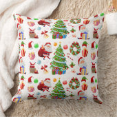 装飾サンタとクリスマスエレメント クッション (ブランケット)