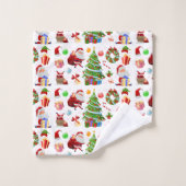 装飾サンタとクリスマスエレメント バスタオルセット (ウォッシュタオル)