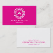 装飾サークルロゴとイニシャルマゼンダ2 名刺 (正面/裏面)