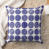 装飾サークル – 深いネイビーとホワイト クッション (ブランケット)