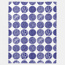 装飾サークル – 深いネイビーとホワイト フリースブランケット