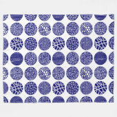 装飾サークル – 深いネイビーとホワイト フリースブランケット (正面(横))