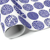 装飾サークル – 深いネイビーとホワイト ラッピングペーパー (ロールコーナー)