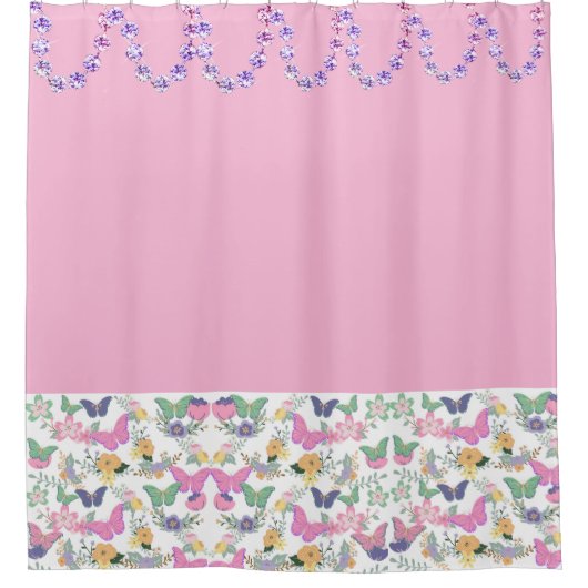 装飾シャワーカーテン付き蝶 シャワーカーテン (正面)