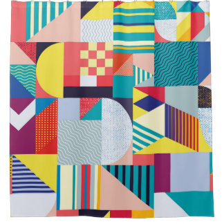 装飾ジオメトリ：ヴィンテージ抽象芸術パターン。 シャワーカーテン