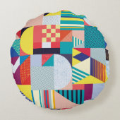 装飾ジオメトリ：ヴィンテージ抽象芸術パターン。 ラウンドクッション (裏面)