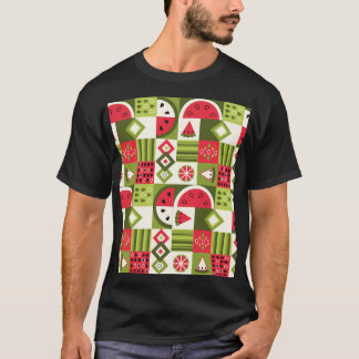 装飾スイカエレメンツアートプリント Tシャツ