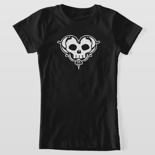 装飾スカルハートTシャツ Tシャツ (レイダウン)