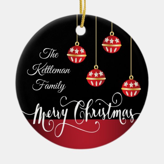装飾スクリプトクリスマスデザイン セラミックオーナメント (正面)