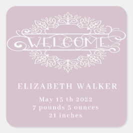 装飾スクリプト歓迎ベビーガール赤面 スクエアシール