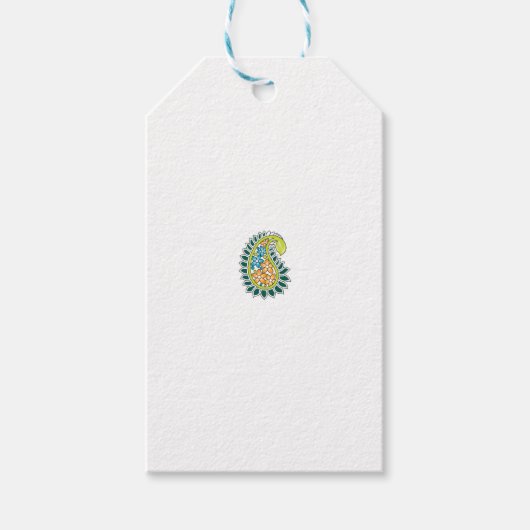 装飾スタイル、ダークブルーグリーン、ガラガラ ギフトタグ (正面)