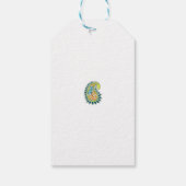 装飾スタイル、ダークブルーグリーン、ガラガラ ギフトタグ (裏面)