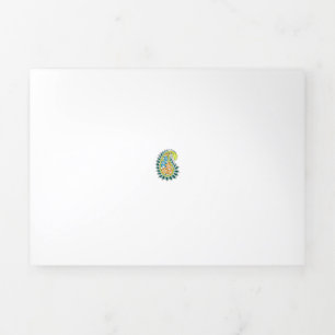 装飾スタイル、ダークブルーグリーン、ガラガラ 三つ折りカード