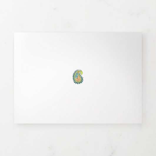 装飾スタイル、ダークブルーグリーン、ガラガラ 三つ折りカード (カバー)