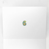 装飾スタイル、ダークブルーグリーン、ガラガラ 三つ折りカード (内部最初)