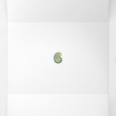 装飾スタイル、ダークブルーグリーン、ガラガラ 三つ折りカード (内部中)