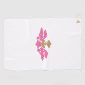 装飾スタイル、ホットピンク、アンティーク真鍮 ゴルフタオル (横)