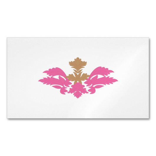 装飾スタイル、ホットピンク、アンティーク真鍮 マグネット名刺 (正面)