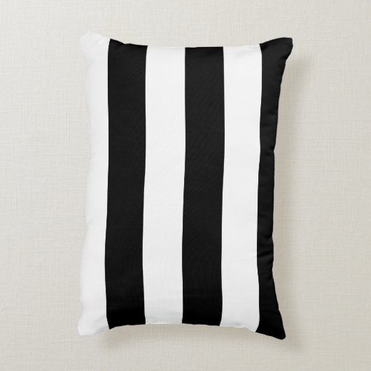 装飾ストライプの白黒のストライプパターン アクセントクッション (裏面(縦))