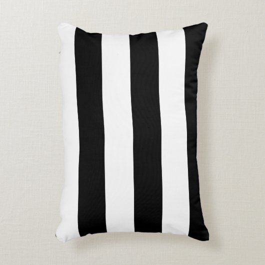 装飾ストライプの白黒のストライプパターン アクセントクッション (正面(垂直))