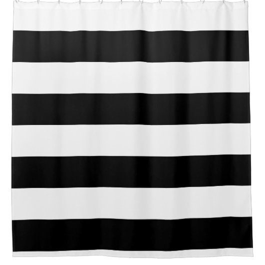 装飾ストライプの白黒のストライプパターン シャワーカーテン (正面)
