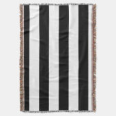 装飾ストライプの白黒のストライプパターン スローブランケット (正面縦)
