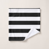 装飾ストライプの白黒のストライプパターン バスタオルセット (ウォッシュタオル)