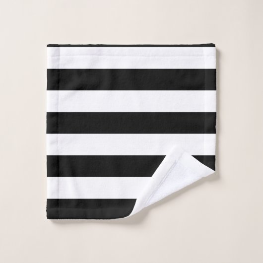 装飾ストライプの白黒のストライプパターン バスタオルセット (ウォッシュタオル)