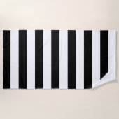 装飾ストライプの白黒のストライプパターン ビーチタオル (正面)