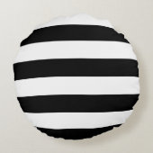 装飾ストライプの白黒のストライプパターン ラウンドクッション (裏面)