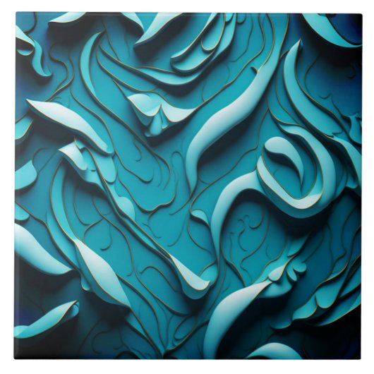 装飾セラミックタイル「ターコイズ波XII」 タイル (正面)