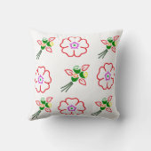 装飾ソファ枕ホワイト花付き クッション (裏面)