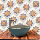 装飾タイルメダリオンオレンジと青 タイル