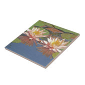 装飾タイル/ピーチ淡い色のー・ピンクの2つの睡蓮 タイル (側面)