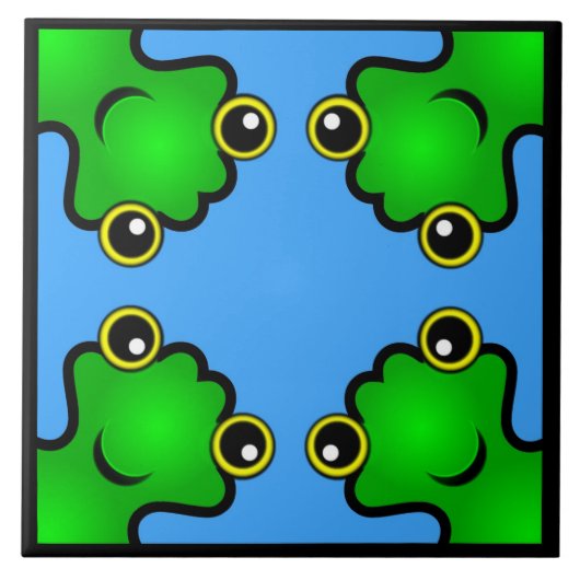 装飾タイル – Frogs Doodle タイル (正面)
